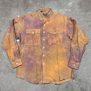 Vintage GITMAN BROS “The Hound” Men's 100% Linen TIE DYE Button Up Shirt Medium
